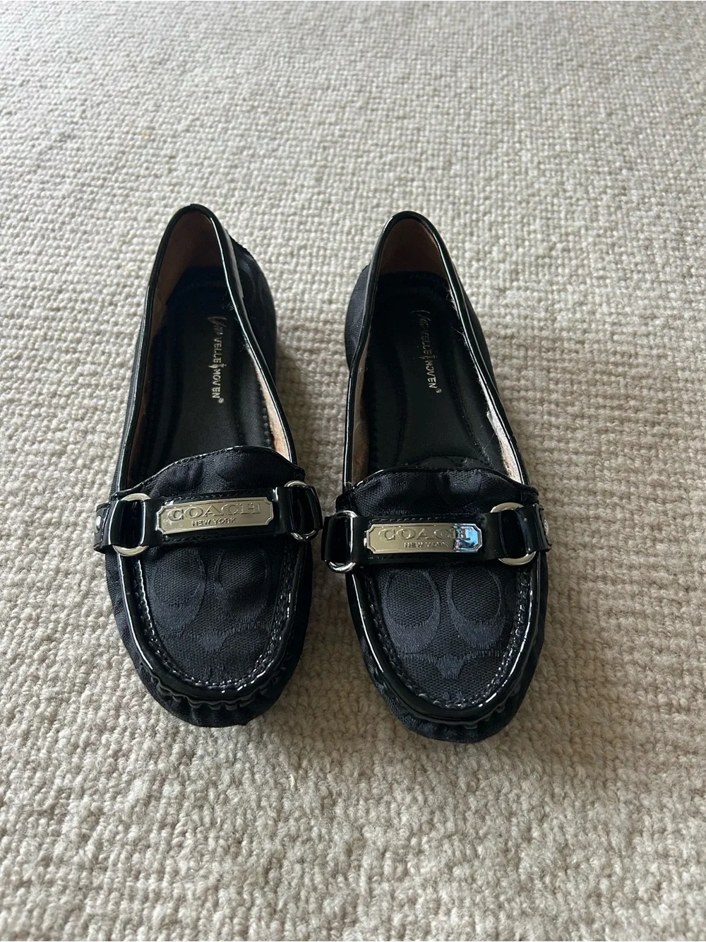 Coach Black Signature Jacquard Metal-Bit Loafers